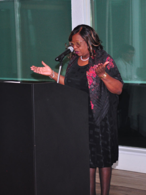 Reverend Marjorie Belmonte, leads opening prayer at the 2nd Annual Difference Makers Gala