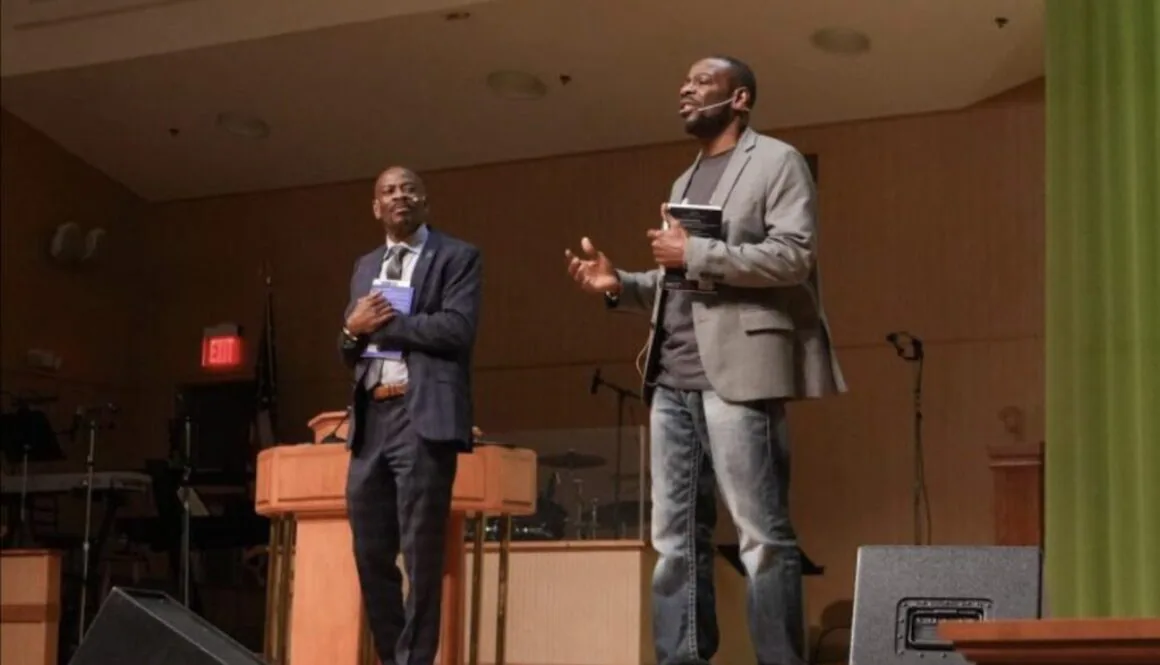 The Twin Poets, twin brothers Nnamdi Chukwuocha, left, and Al Mills,