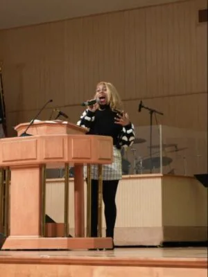 RogJenéa Fisher, a performance artist, gives a powerful speech.